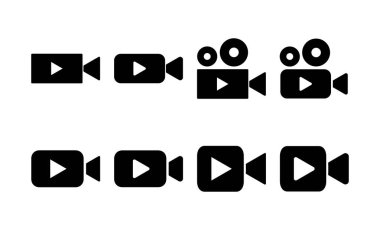 Web ve mobil uygulama için video simgesi vektörü. Video kamera işareti ve sembol. Film tabelası. Sinema
