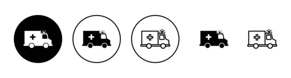 Εικονίδια Ασθενοφόρου Έτοιμα Πινακίδα Και Σύμβολο Φορτηγού Ασθενοφόρου Ασθενοφόρο Αυτοκίνητο — Διανυσματικό Αρχείο