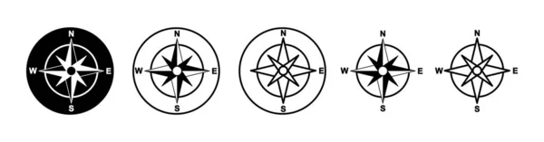 Ikony Kompasu Ustawione Znak Ikony Kompasu Strzałki Symbol — Wektor stockowy