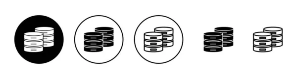 Datenbanksymbole Gesetzt Zeichen Und Symbol Der Datenbank — Stockvektor