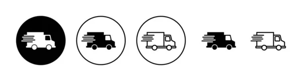 Lieferwagen Symbole Gesetzt Lieferwagen Zeichen Und Symbol Schnelle Lieferung — Stockvektor