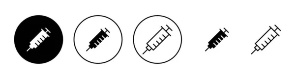 Spuitpictogrammen Ingesteld Injectieteken Symbol Vaccinpictogram — Stockvector