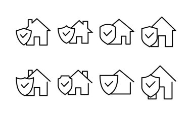 İnternet ve mobil uygulama için ev sigortası ikonu vektörü. ev koruma işareti ve sembol