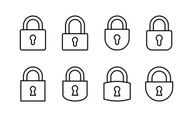 Web ve mobil uygulama için simge vektörünü kilitle. Asma kilit işareti ve sembol. Şifreleme simgesi. Güvenlik sembolü