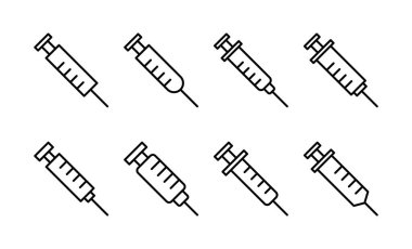 Web ve mobil uygulama için şırınga ikonu vektörü. İğne işareti ve sembol. Aşı simgesi
