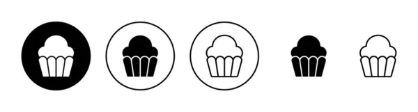 Cup Cake Icons Set Cup Cake Sign Symbol — Stock Vector