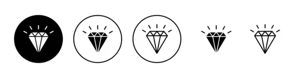 Icone Con Diamanti Incastonate Diamante Gemme Segno Simbolo — Vettoriale Stock