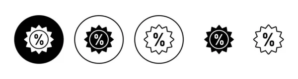 Icônes Réduction Réglées Étiquette Réduction Signe Symbole — Image vectorielle