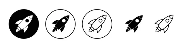 Raketensymbole Gesetzt Startup Zeichen Und Symbol Raketenwerfer Ikone — Stockvektor