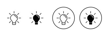 Lamba simgeleri ayarlandı. Ampul işareti ve sembol. fikir sembolü.