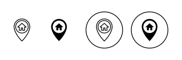 Ikony Adresu Ustawione Znak Lokalizacji Domowej Symbol Punkt Końcowy — Wektor stockowy