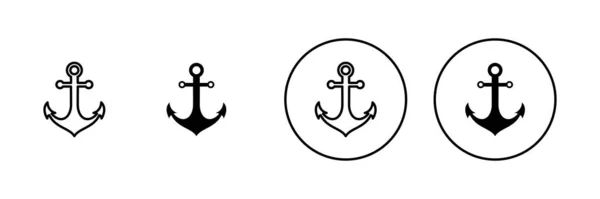 Набор Якорных Икон Знак Символ Якоря Якорная Икона — стоковый вектор
