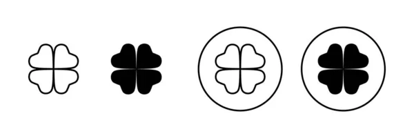 Ikony Koniczyny Ustawione Znak Koniczyny Symbol Czterolistna Ikona Koniczyny — Wektor stockowy