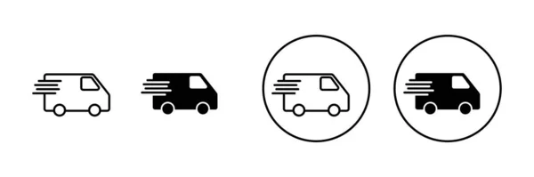 卡车图标设置 送货卡车的标志和符号 运送速递图标 — 图库矢量图片