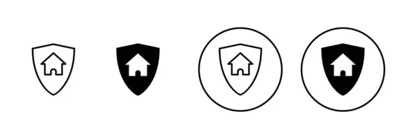 Biztosítási Ikonok Beállítva Házvédelmi Jelzés Szimbólum — Stock Vector