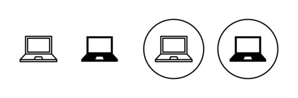 笔记本电脑图标设置 计算机符号和符号 — 图库矢量图片