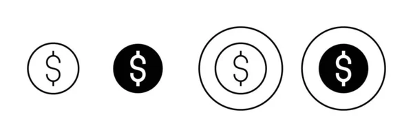 Setul Icoane Bani Semnul Simbolul Banilor — Vector de stoc