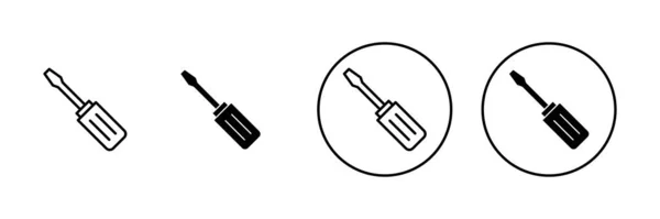 Iconos Del Destornillador Set Tools Signo Símbolo — Vector de stock