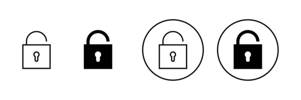 Buka Kunci Ikon Yang Diatur Buka Kunci Tanda Dan Simbol - Stok Vektor