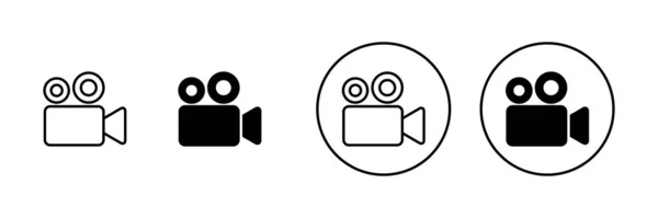 Εικονίδια Έτοιμα Σημάδι Βιντεοκάμερας Και Σύμβολο Σινεμά Κινηματογράφος — Διανυσματικό Αρχείο