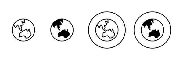 世界地図セット 世界地図記号と記号 グローブアイコン — ストックベクタ