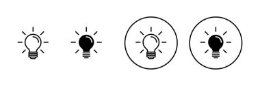 Lamba simgeleri ayarlandı. Ampul işareti ve sembol. fikir sembolü.