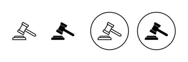 Ensemble Icônes Gavel Juge Signe Symbole Marteau Icône Loi Vente — Image vectorielle