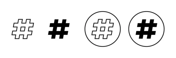 Hashtag Pictogrammen Ingesteld Hashtag Teken Symbool — Stockvector