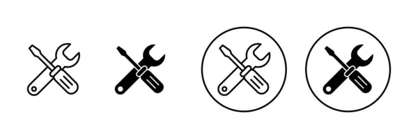Repair Tools Icons Set Tool Sign Symbol Setting Icon Wrench — Stock Vector