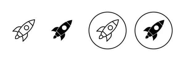 Ikony Rakietowe Ustawione Znak Startowy Symbol Ikona Wyrzutni Rakiet — Wektor stockowy