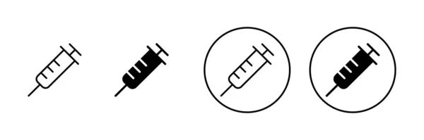 Ensemble Icônes Seringue Signe Injection Icône Symbol Vaccine — Image vectorielle