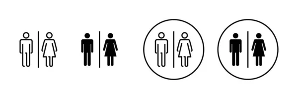 Ícones Toalete Definidos Meninas Meninos Banheiros Sinal Símbolo Placa Casa — Vetor de Stock