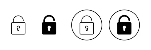 Unlock Icons Set Unlock Sign Symbol Unlocked Padlock Icon — Stock Vector