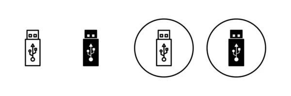 Användnings Ikoner Inställda Flash Disk Tecken Och Symbol Flashminne — Stock vektor