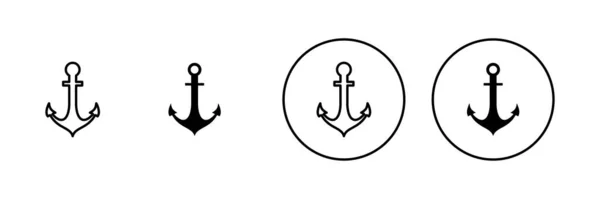 Ikony Kotwicy Ustawione Znak Kotwicy Symbol Ikona Kotwicy Morskiej — Wektor stockowy