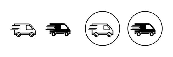 Ensemble Icônes Camion Livraison Panneau Symbole Camion Livraison Expédition Rapide — Image vectorielle
