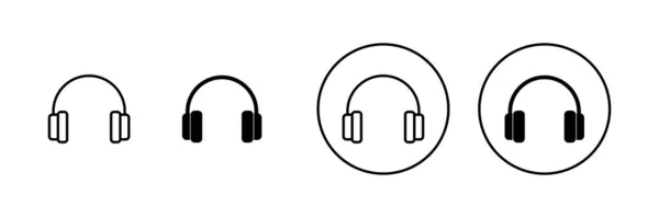 Ikony Sluchátek Nastaveny Značka Symbol Sluchátek — Stockový vektor