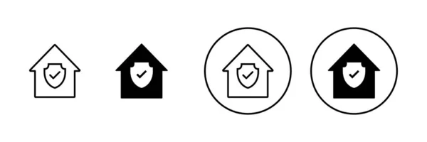 Icone Assicurazione Casa Impostato Segno Simbolo Protezione Domestica — Vettoriale Stock
