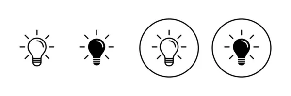 Lampensymbole Gesetzt Zeichen Und Symbol Der Glühbirne Ideensymbol — Stockvektor