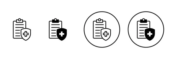 Ikonen Der Krankenversicherung Gesetzt Zeichen Und Symbol Der Krankenversicherung — Stockvektor