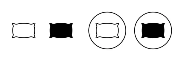 枕头图标设置 枕头的标志和符号 舒适的绒毛枕头 — 图库矢量图片