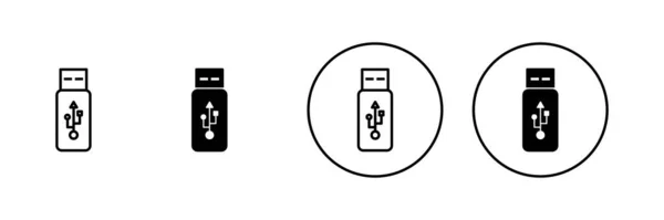 Conjunto Iconos Usb Signo Disco Flash Símbolo Señal Unidad Flash — Vector de stock