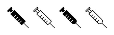 Web ve mobil uygulama için şırınga ikonu vektörü. İğne işareti ve sembol. Aşı simgesi