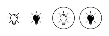 Lamba simgeleri ayarlandı. Ampul işareti ve sembol. fikir sembolü.
