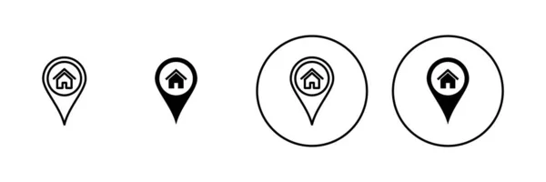 Набір Адресних Піктограм Знак Домашнього Розташування Символ Точка — стоковий вектор