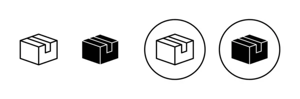 Ensemble Icônes Boîte Panneau Symbole Boîte Colis Paquet — Image vectorielle