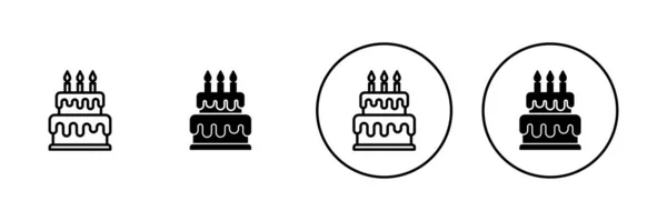 Cake Icons Set Cake Sign Symbol Birthday Cake Icon — Stock Vector