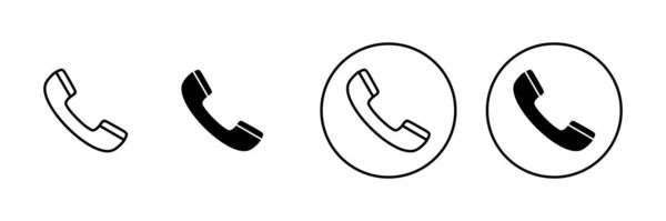 Chiama Icone Impostate Segnale Telefonico Simbolo Icona Del Telefono Contattaci — Vettoriale Stock