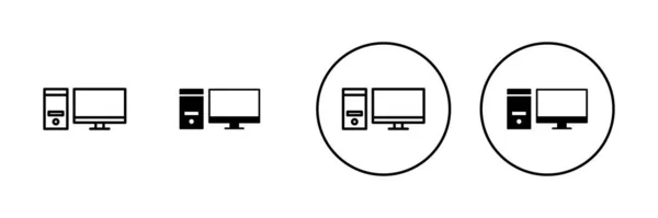 Ícones Computador Configurados Sinal Monitor Computador Símbolo — Vetor de Stock