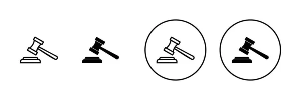 Ensemble Icônes Gavel Juge Signe Symbole Marteau Icône Loi Vente — Image vectorielle